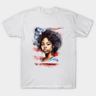 African American Woman in Watercolor: Graceful Portraiture T-Shirt